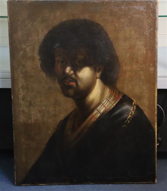 Italian School Portrait of a gentleman wearing a gold chain 29 x 23in. unframed